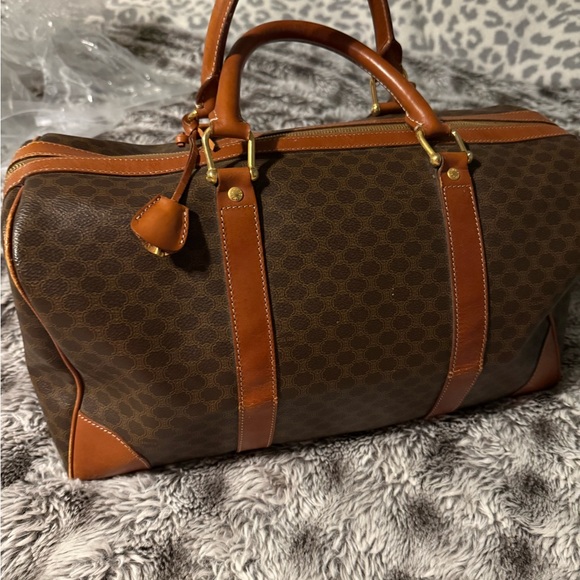 CELINE Brown and Tan Travel Duffel Bag 90s Vintage 🔥 - Picture 7 of 12